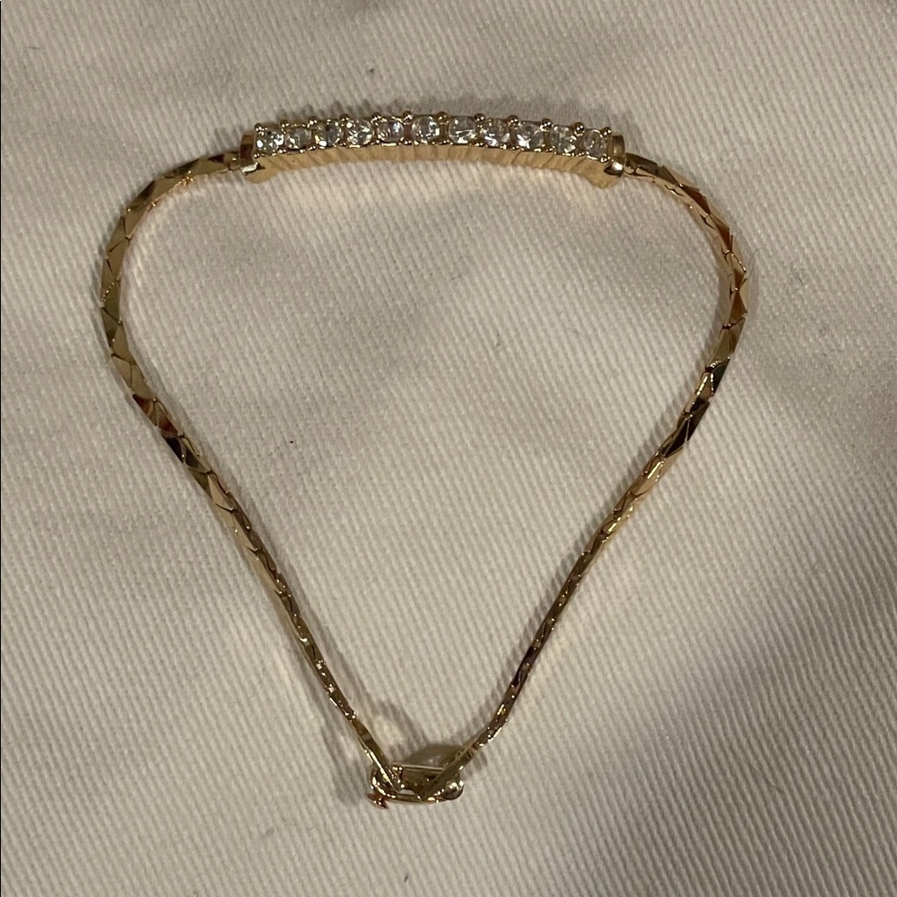 Dior 24k plated Gold serpentine Bracelet with Crystal Accents EUC with dust bag